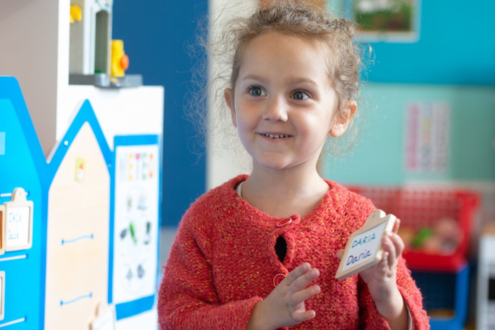 preschool girl in class